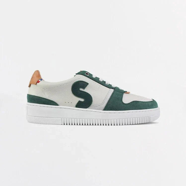 Basket française Belis Creme Vert