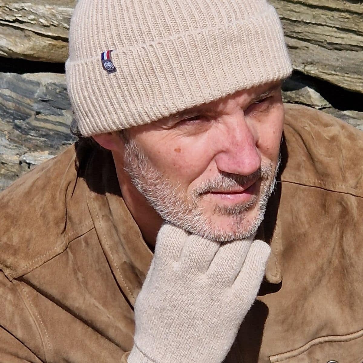 Bonnet beige Homme