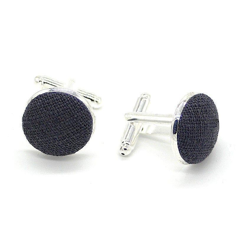Boutons de manchette noir carbone uni en lin