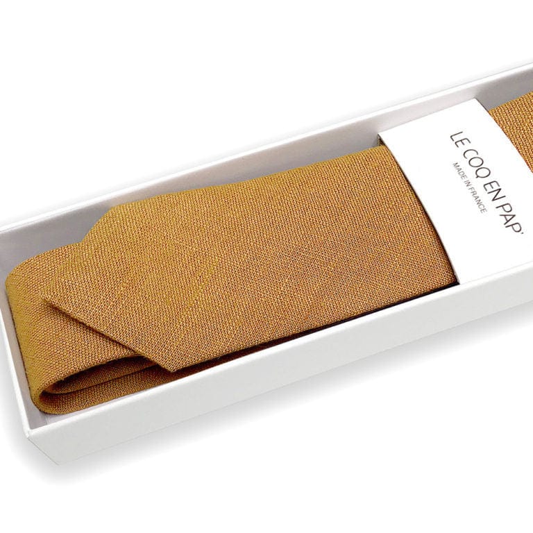 Cravate beige caramel unie en lin