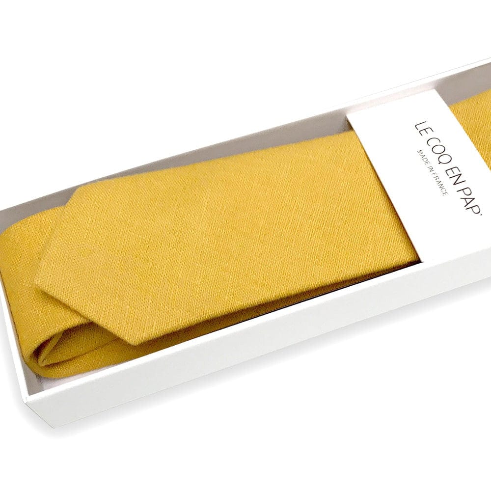 Cravate jaune moutarde en lin