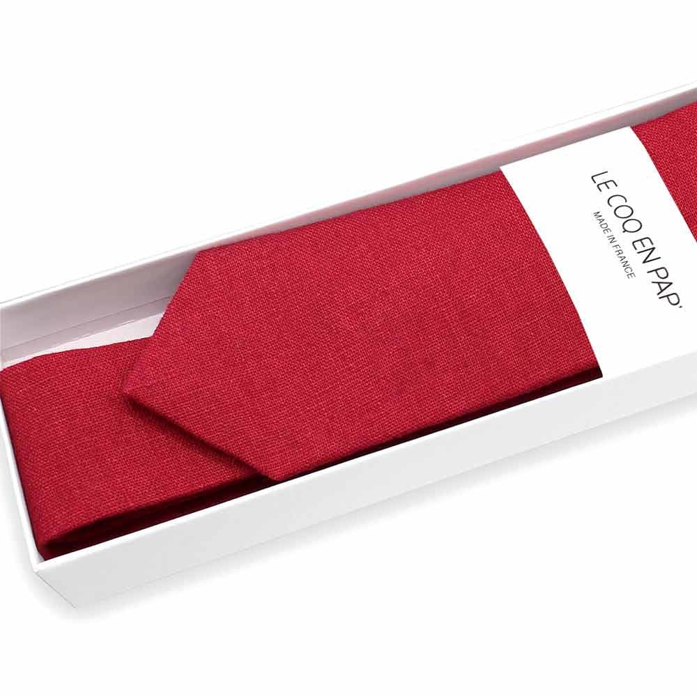 Cravate rouge grenat en lin