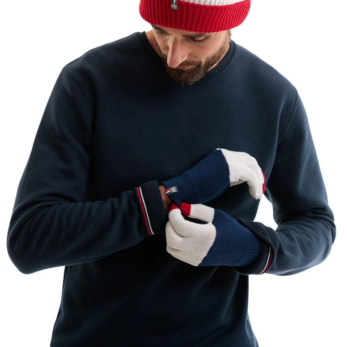 Gants bleu blanc rouge homme - Image 2