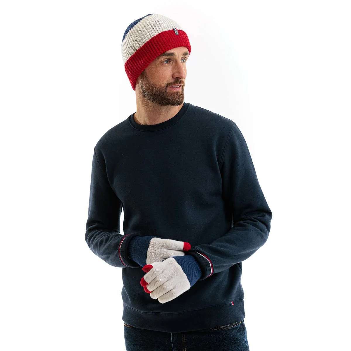 Gants bleu blanc rouge homme - Image 3