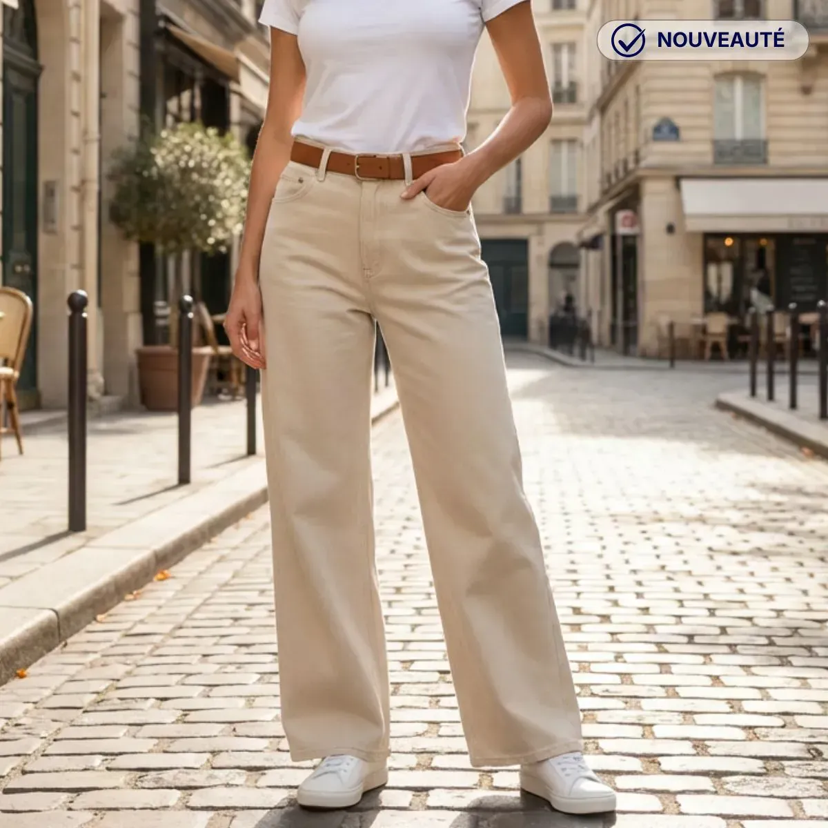 Jean Extra large femme taille haute | Ecru