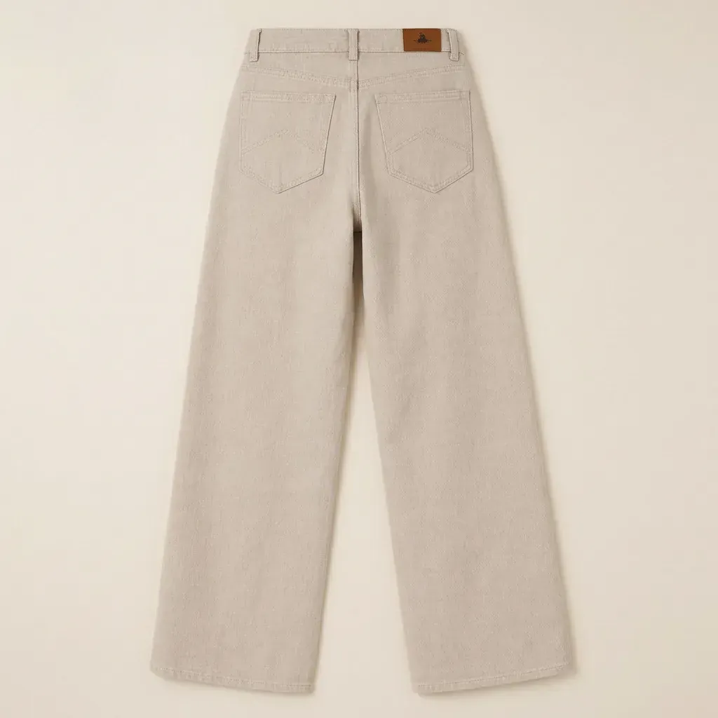 Jean Extra large femme taille haute | Ecru - Image 5