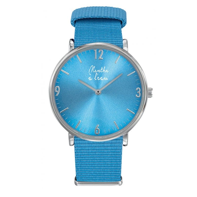 Montre L'Imprévu Femme Fond Bleu Turquoise bracelet nato bleu