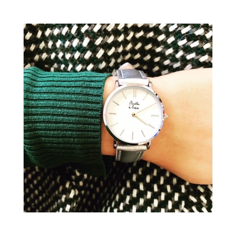 Montre La Véritable cuir argenté - Image 2
