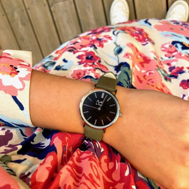 Montre La Véritable bracelet cuir kaki fond noir - Image 2