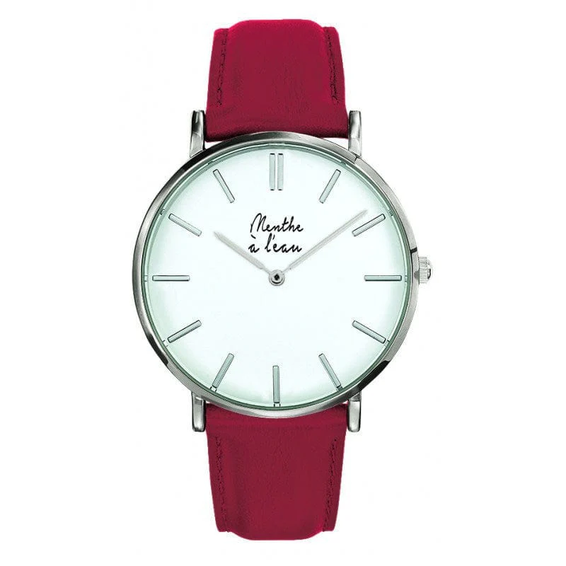Montre La Véritable cuir rouge fond noir - Image 2