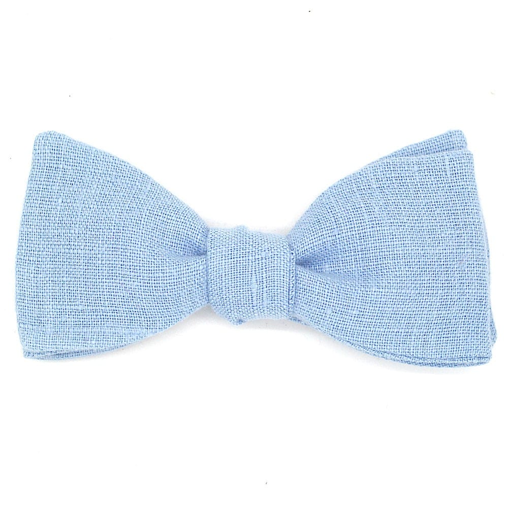 Noeud papillon bleu ciel uni en lin - Image 2