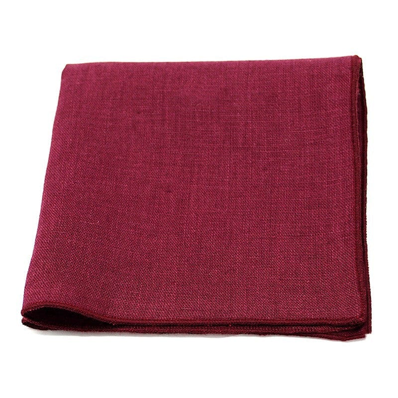 Noeud papillon rouge aubergine uni en lin - Image 5