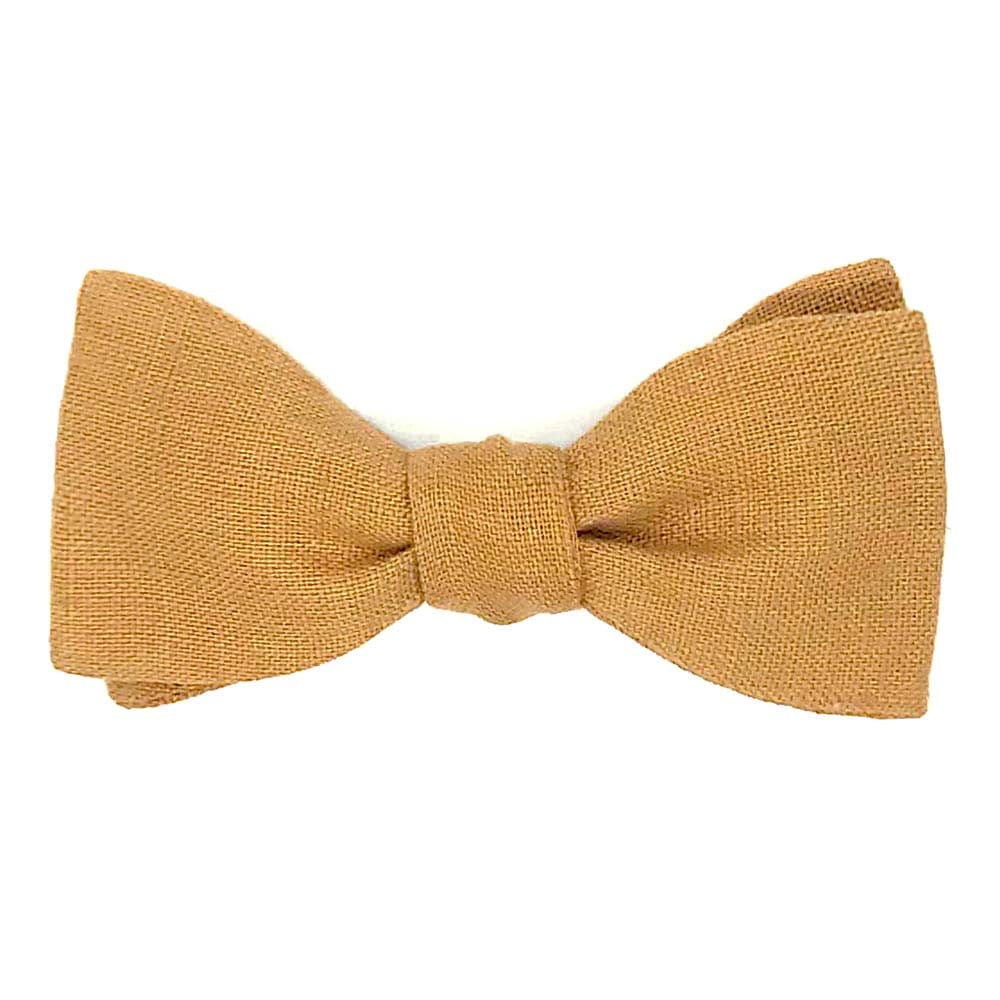 Noeud papillon caramel uni en lin