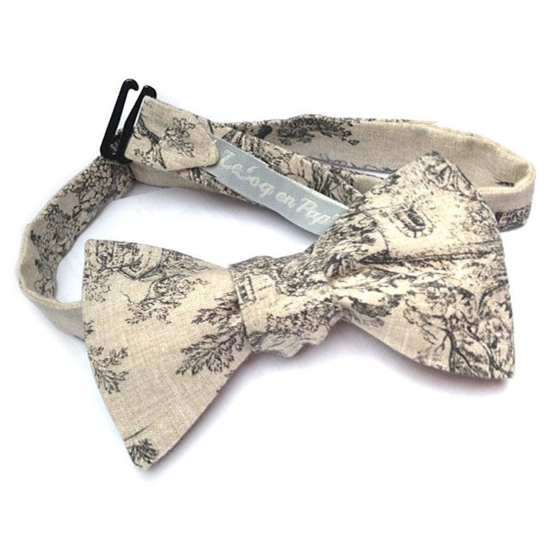 Noeud papillon écru toile de jouy - Image 2