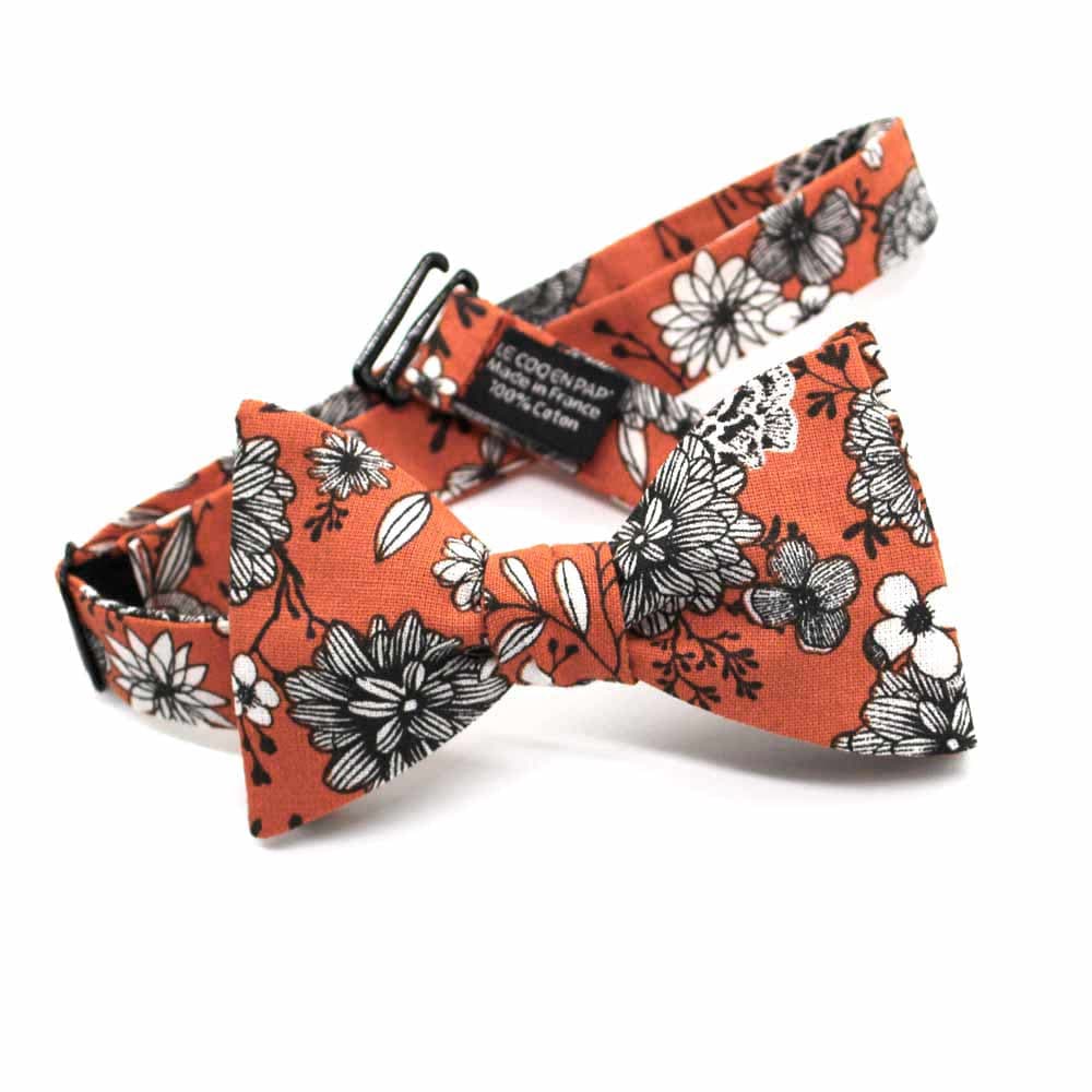 Noeud papillon fleuri orange feu dahlia - Image 2
