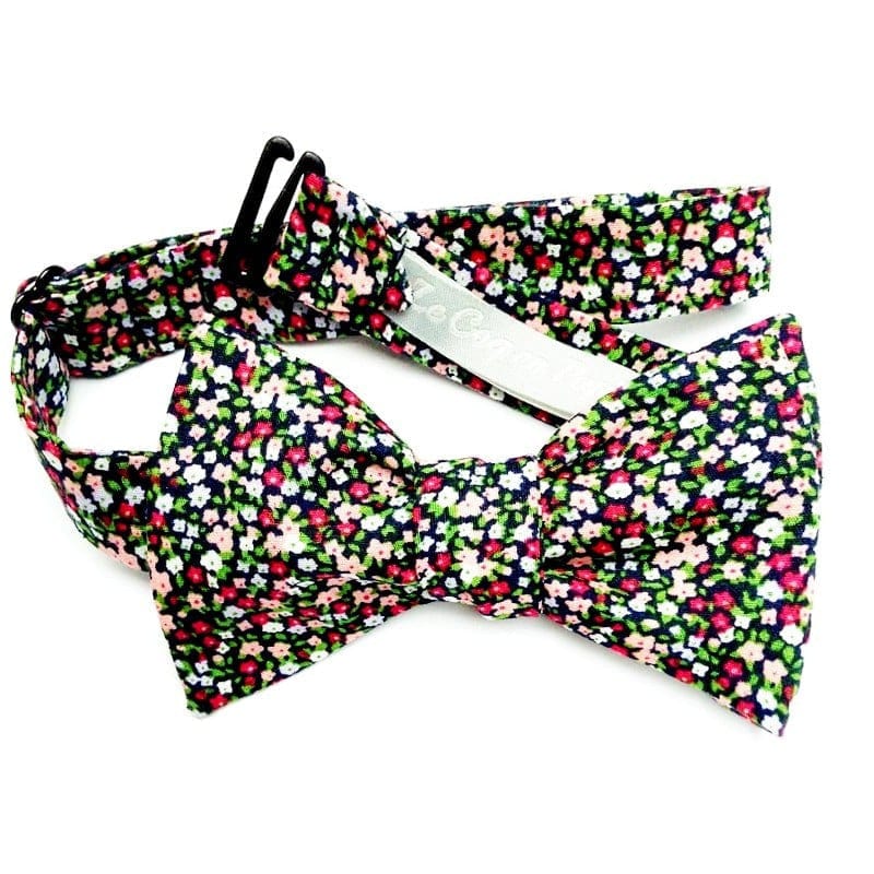 Noeud papillon fleuri rose fuchsia - Image 2