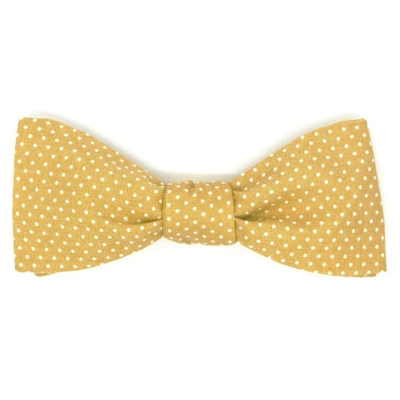 Noeud papillon jaune moutarde à pois - Image 3