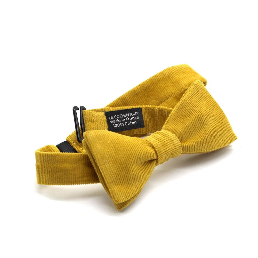 Noeud papillon jaune uni velours - Image 2