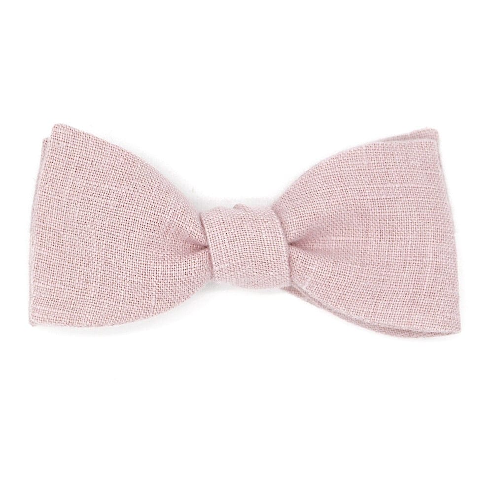 Noeud papillon rose uni en lin - Image 2