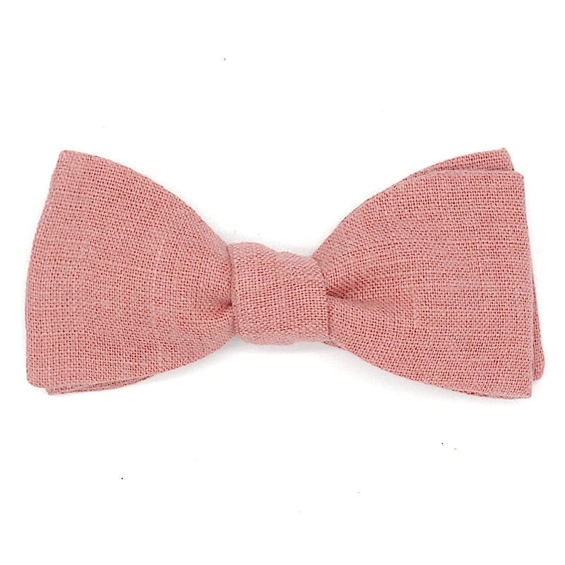 Noeud papillon vieux rose en lin - Image 2