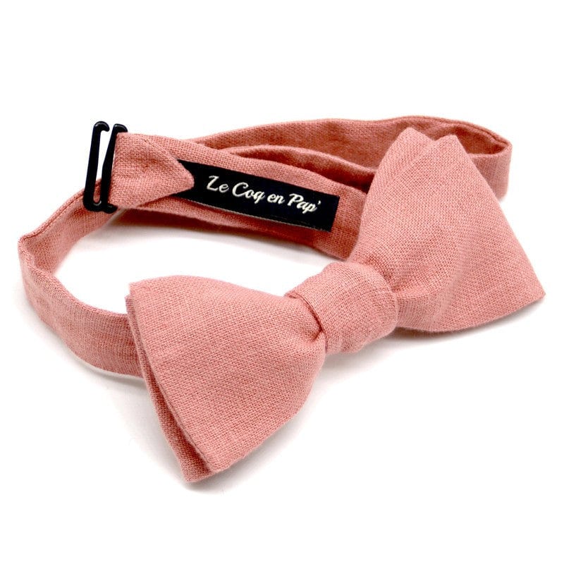 Noeud papillon vieux rose en lin - Image 3