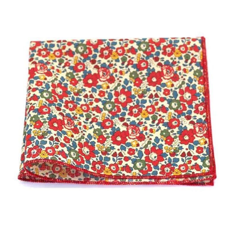 Pochette de costume fleuri rouge jaune