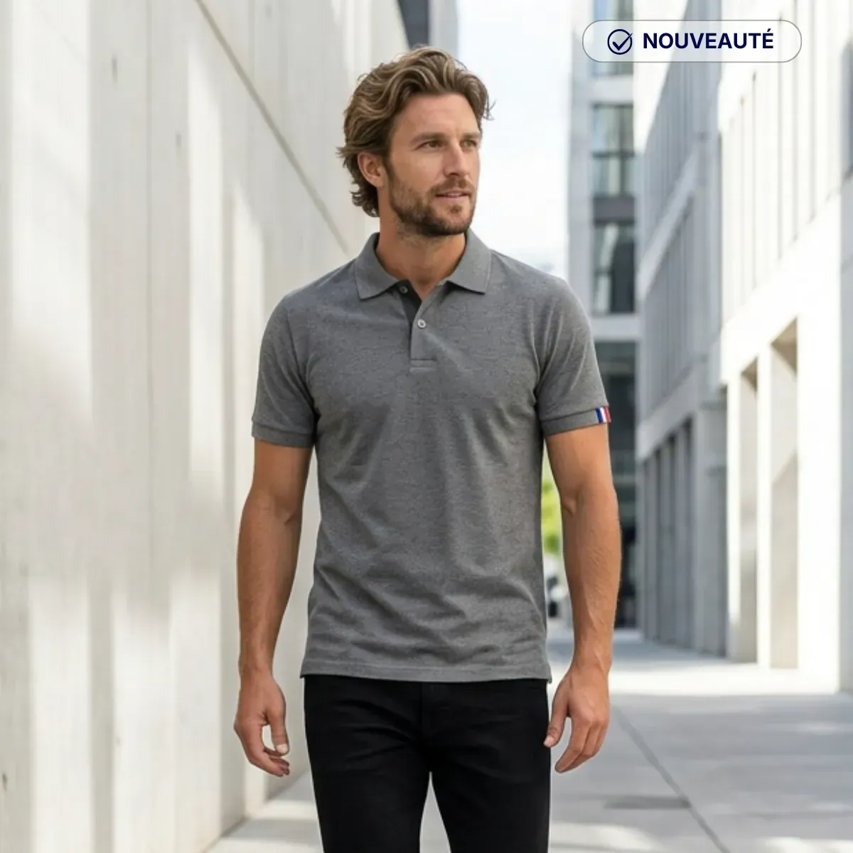 Polo gris anthracite homme | Coton bio