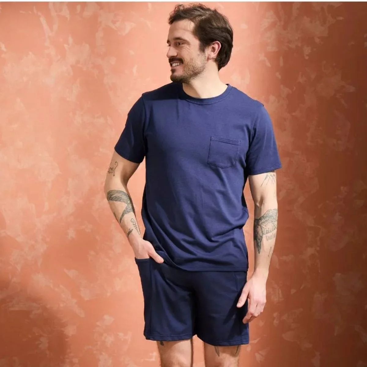 Short coton Homme Marine - Image 3