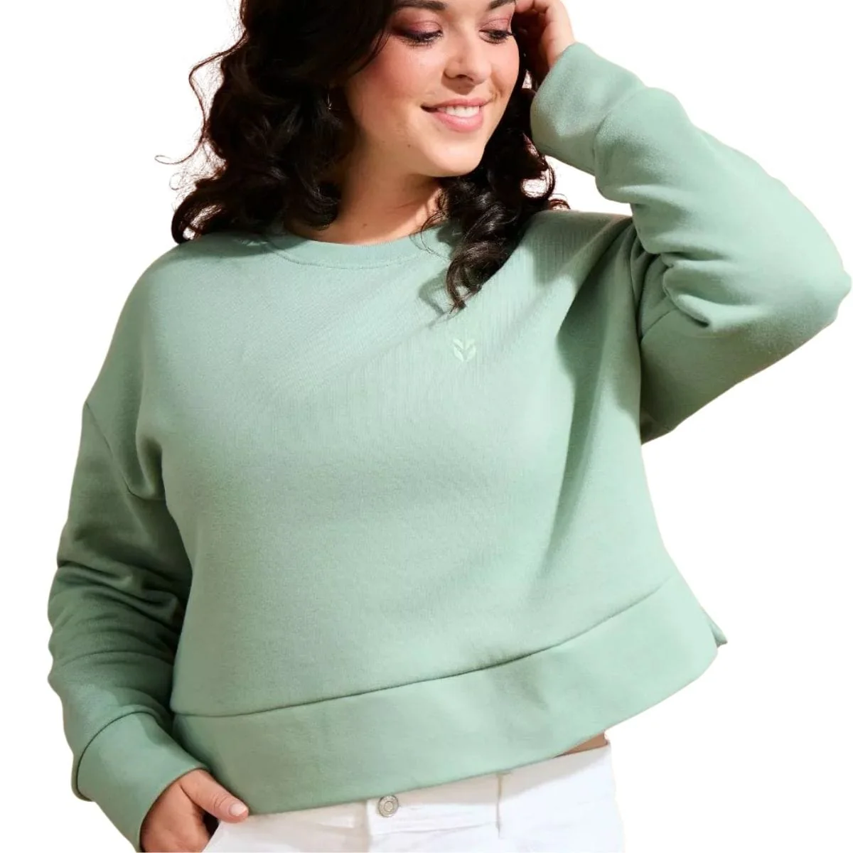 Sweat court femme vert - Image 4