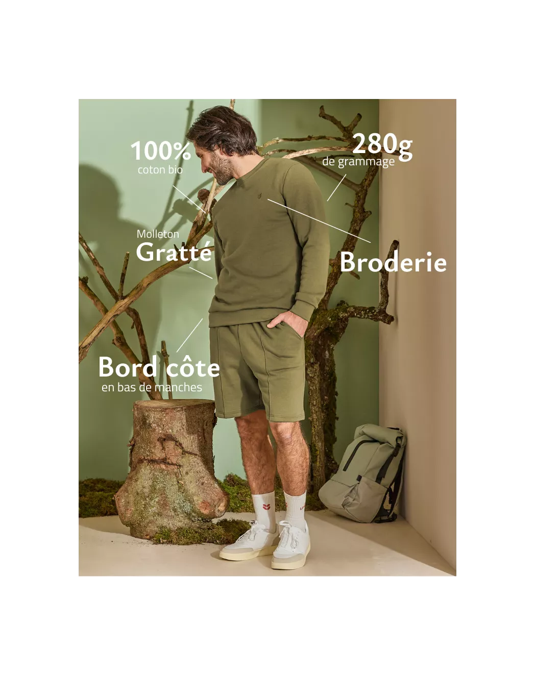Sweat Homme sans capuche - Vert - Image 6