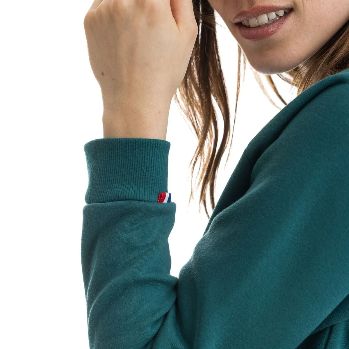 Sweat vert femme sans capuche - Image 3
