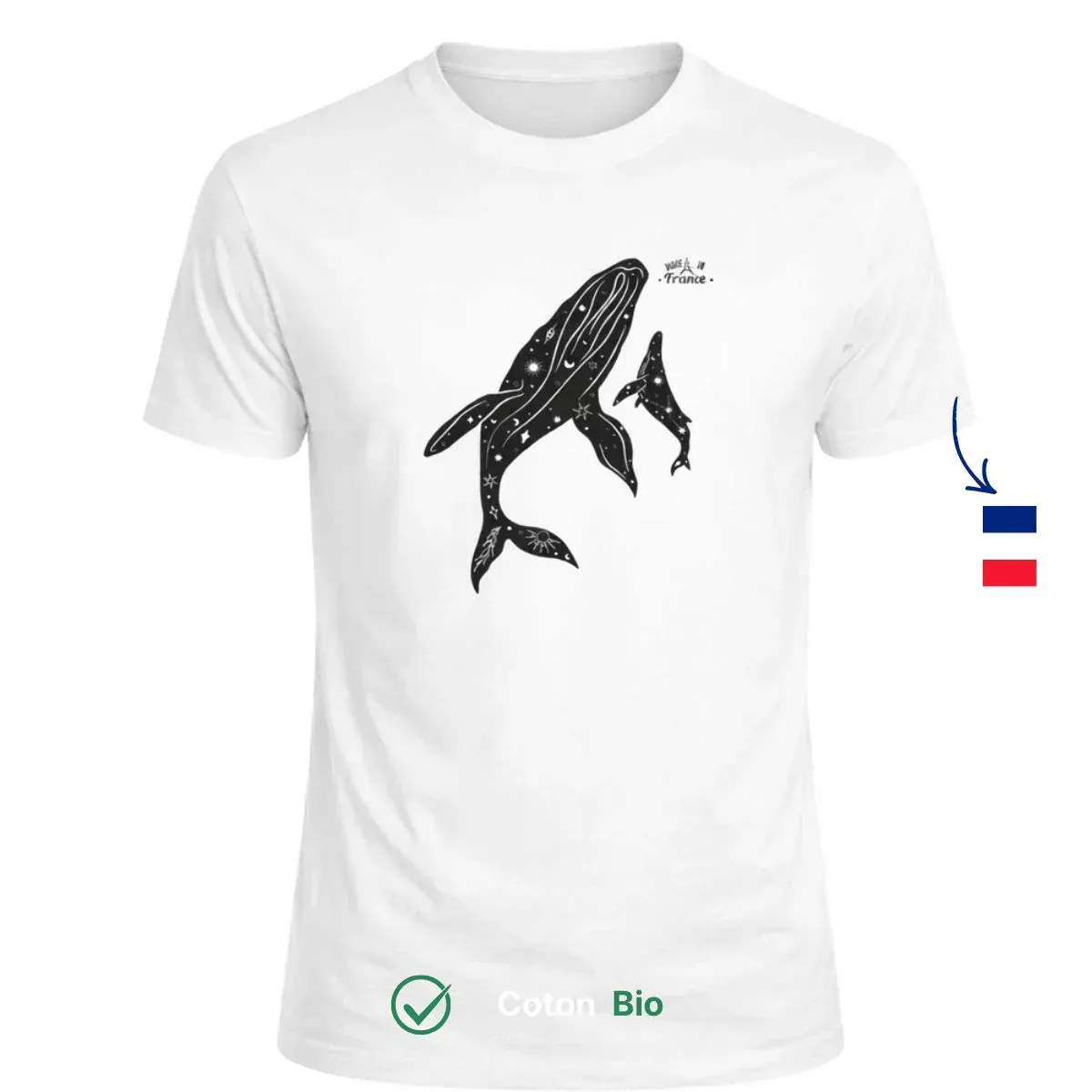 T-shirt homme blanc | Baleines - Image 3