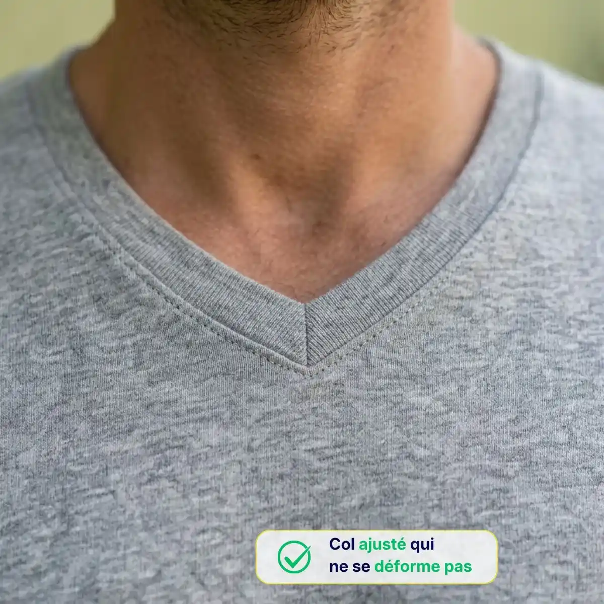 T-shirt col V Homme | Gris - Image 3