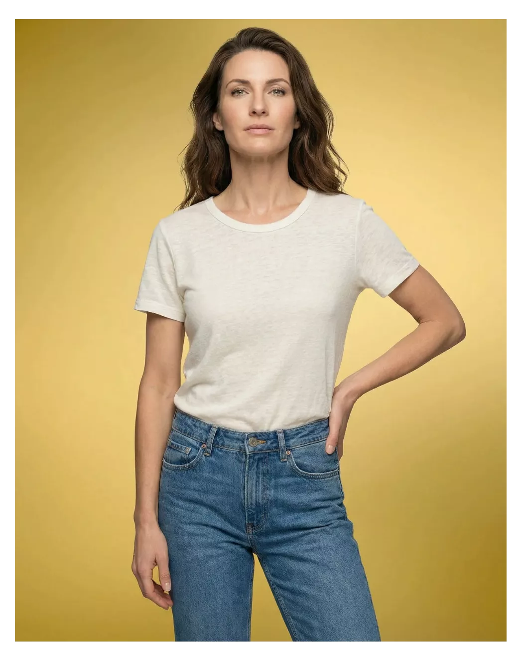 T-shirt en lin femme Ecru - Image 5
