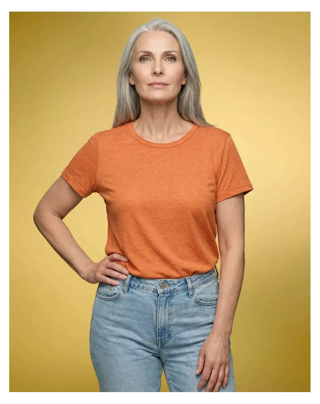 T-shirt en lin femme Orange Mandarine - Image 3