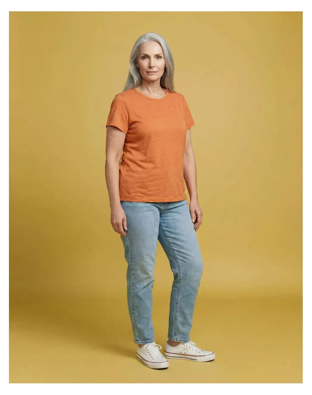 T-shirt en lin femme Orange Mandarine - Image 4