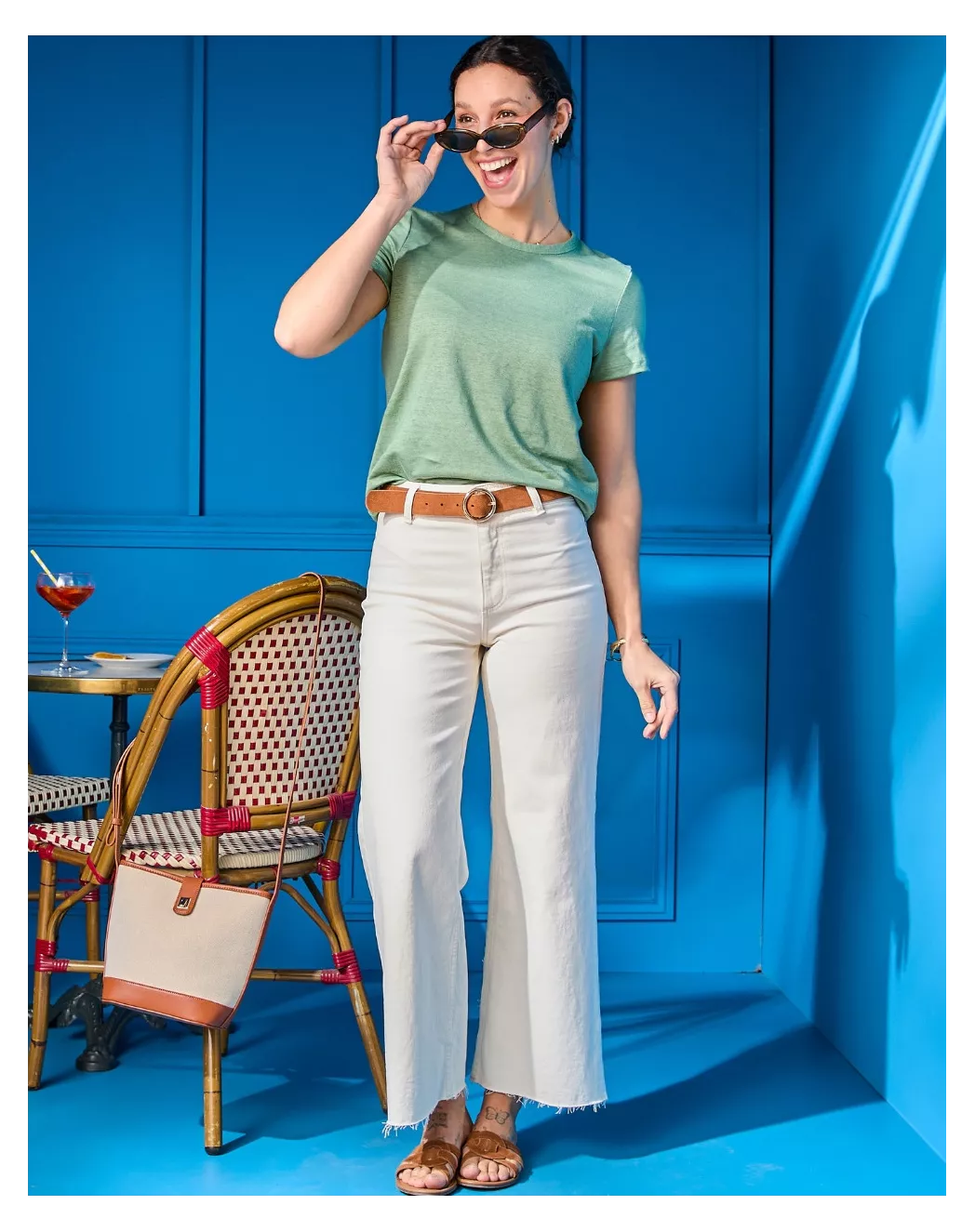 T-shirt en lin femme vert - Image 3