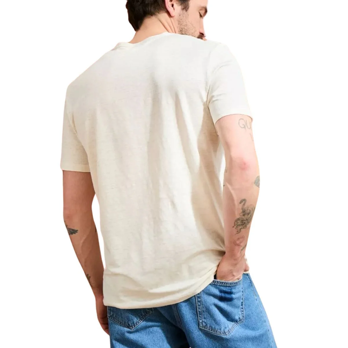 T-shirt en lin homme Ecru - Image 4