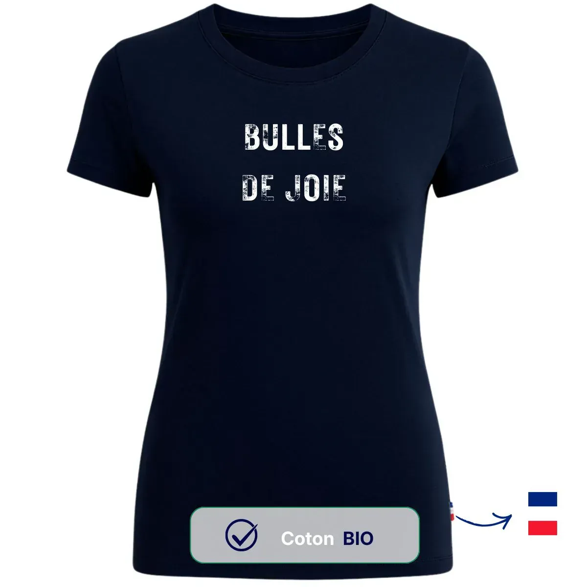 T-shirt femme bleu | BULLES DE JOIE - Image 2