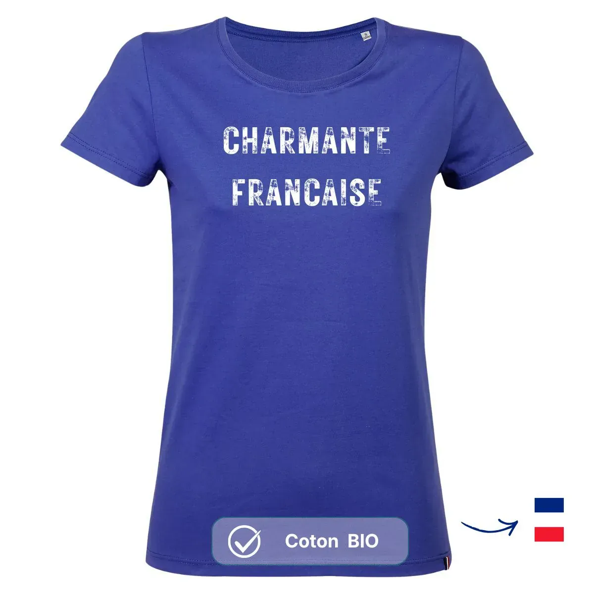 T-shirt femme bleu roi | CHARMANTE FRANÇAISE - Image 2