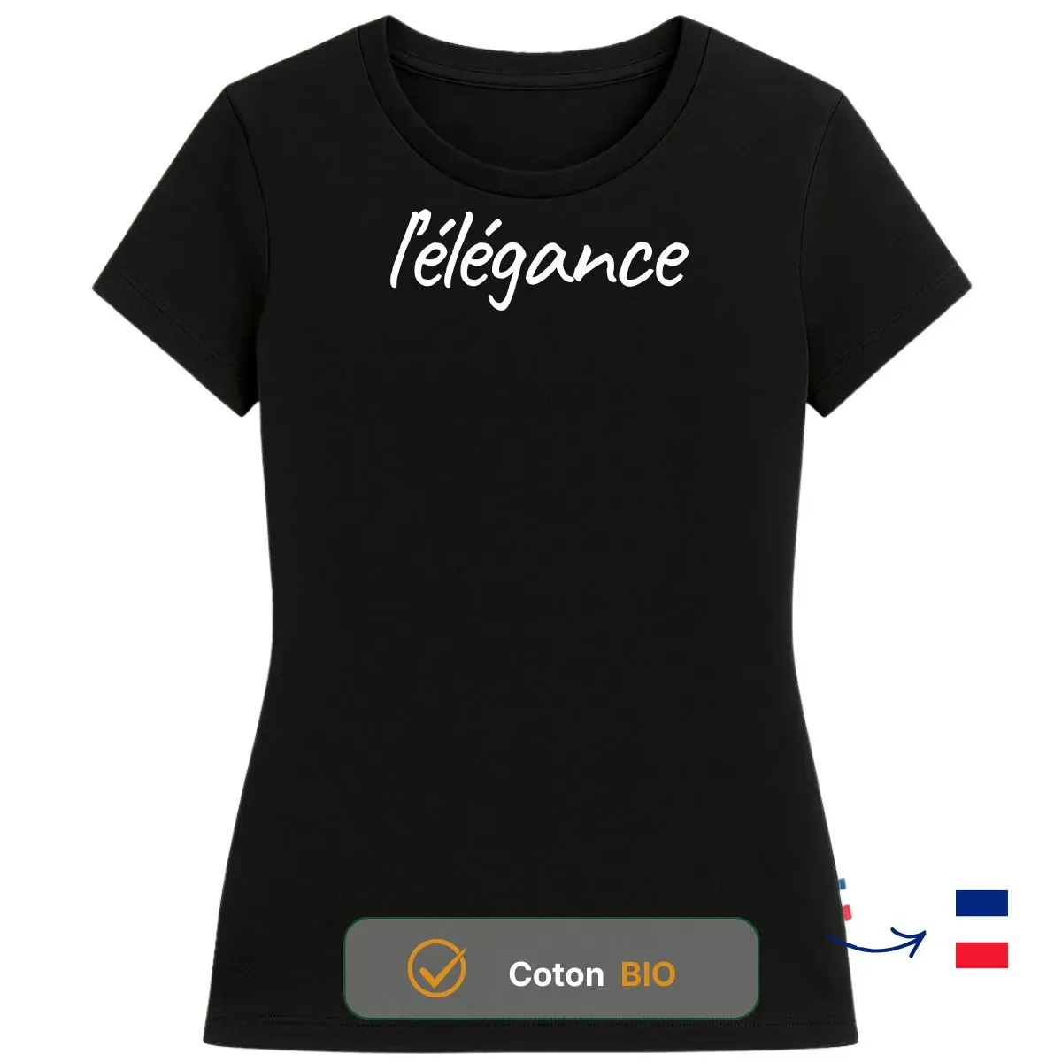 T-shirt femme noir | L'ELEGANCE - Image 2