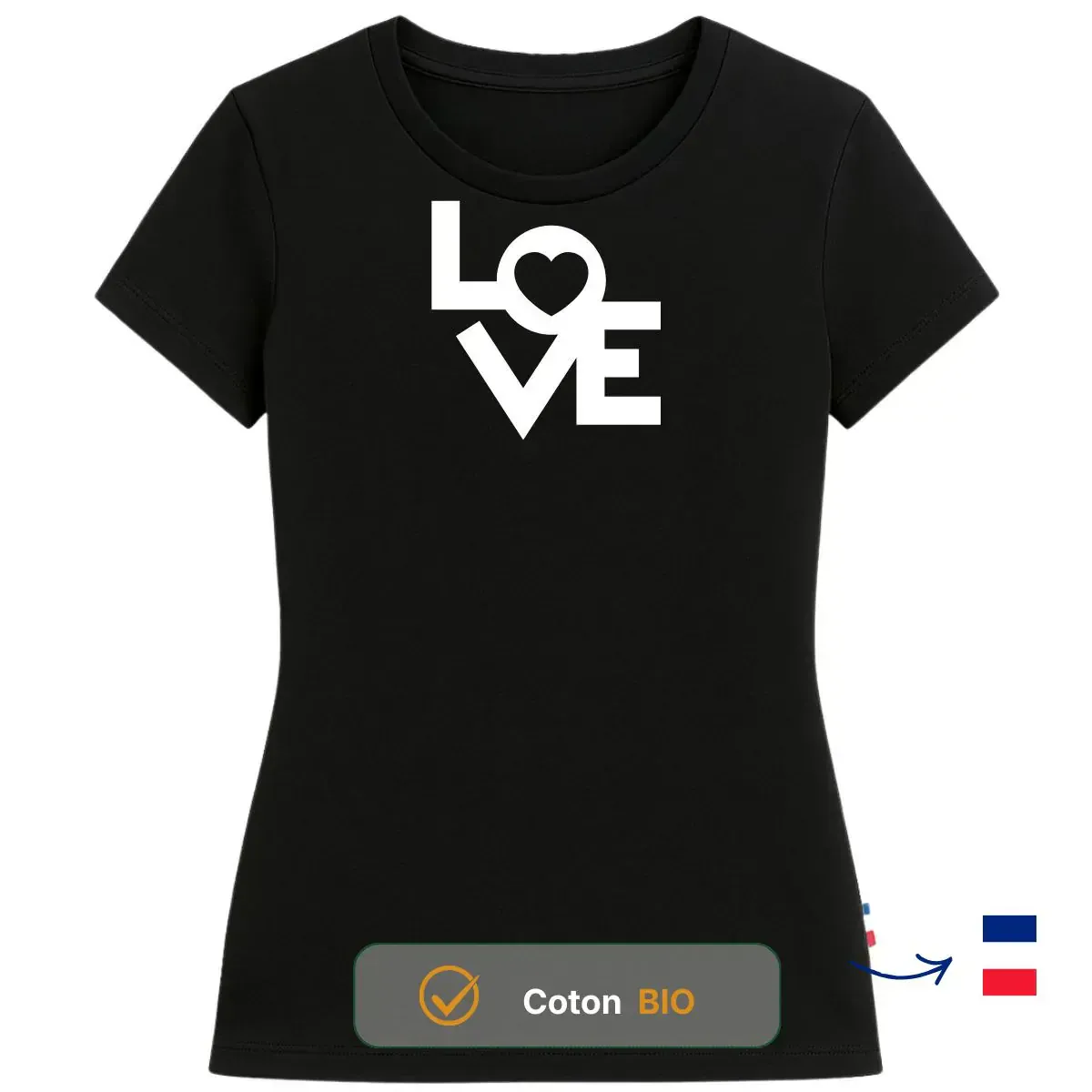 T-shirt femme noir | LOVE - Image 2