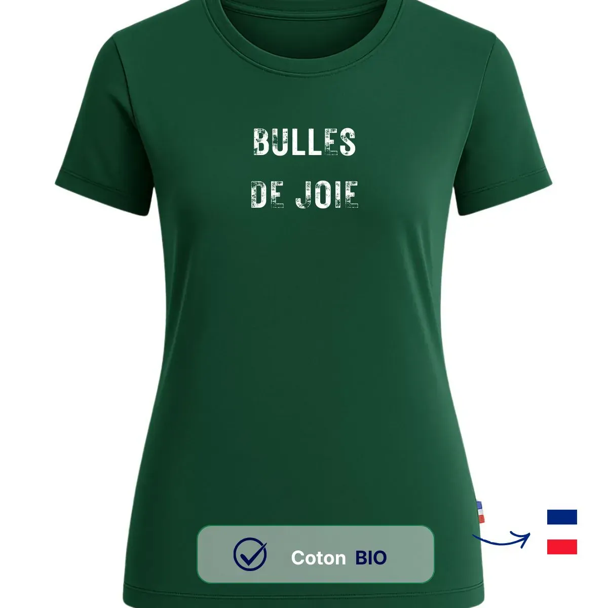 T-shirt femme vert | BULLES DE JOIE - Image 2