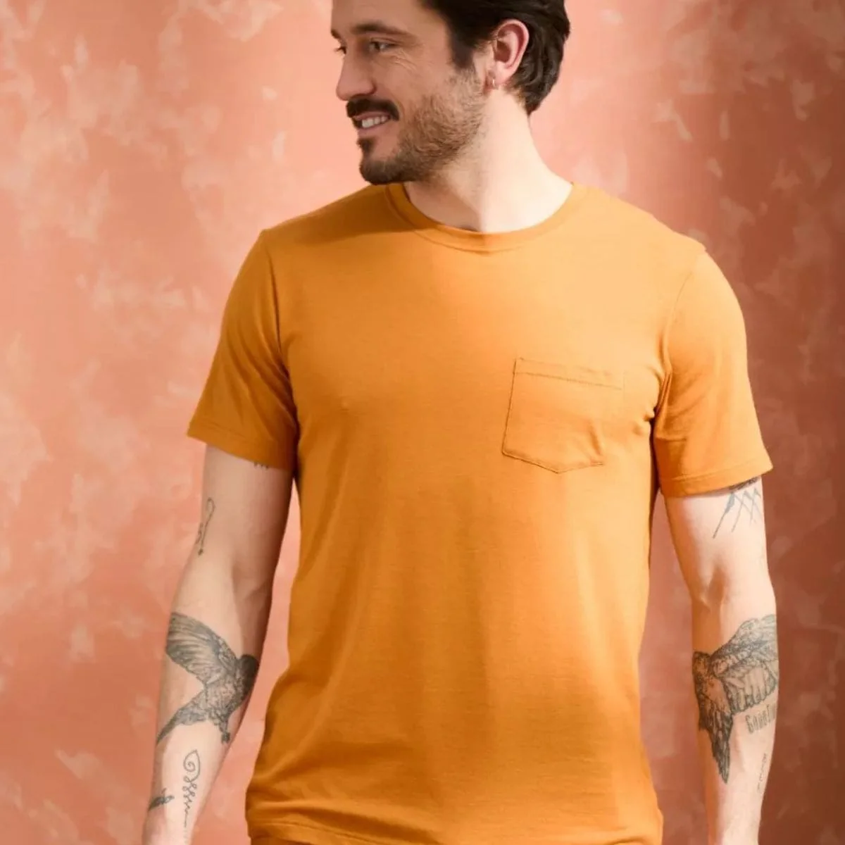 T-shirt homme à poche Orange col rond - Image 2