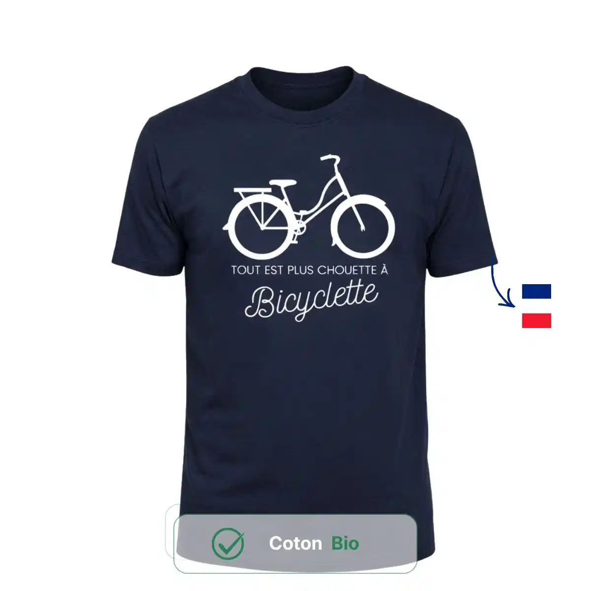 T-shirt Homme bleu | Vélo "Tout est plus chouette" - Image 2