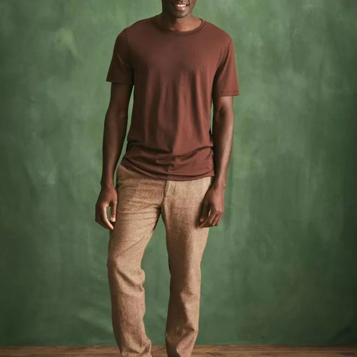 T-shirt laine merinos Homme Marron - Image 4