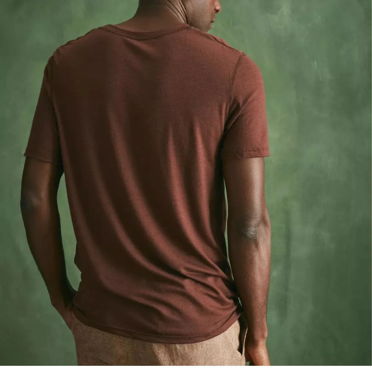 T-shirt laine merinos Homme Marron - Image 5