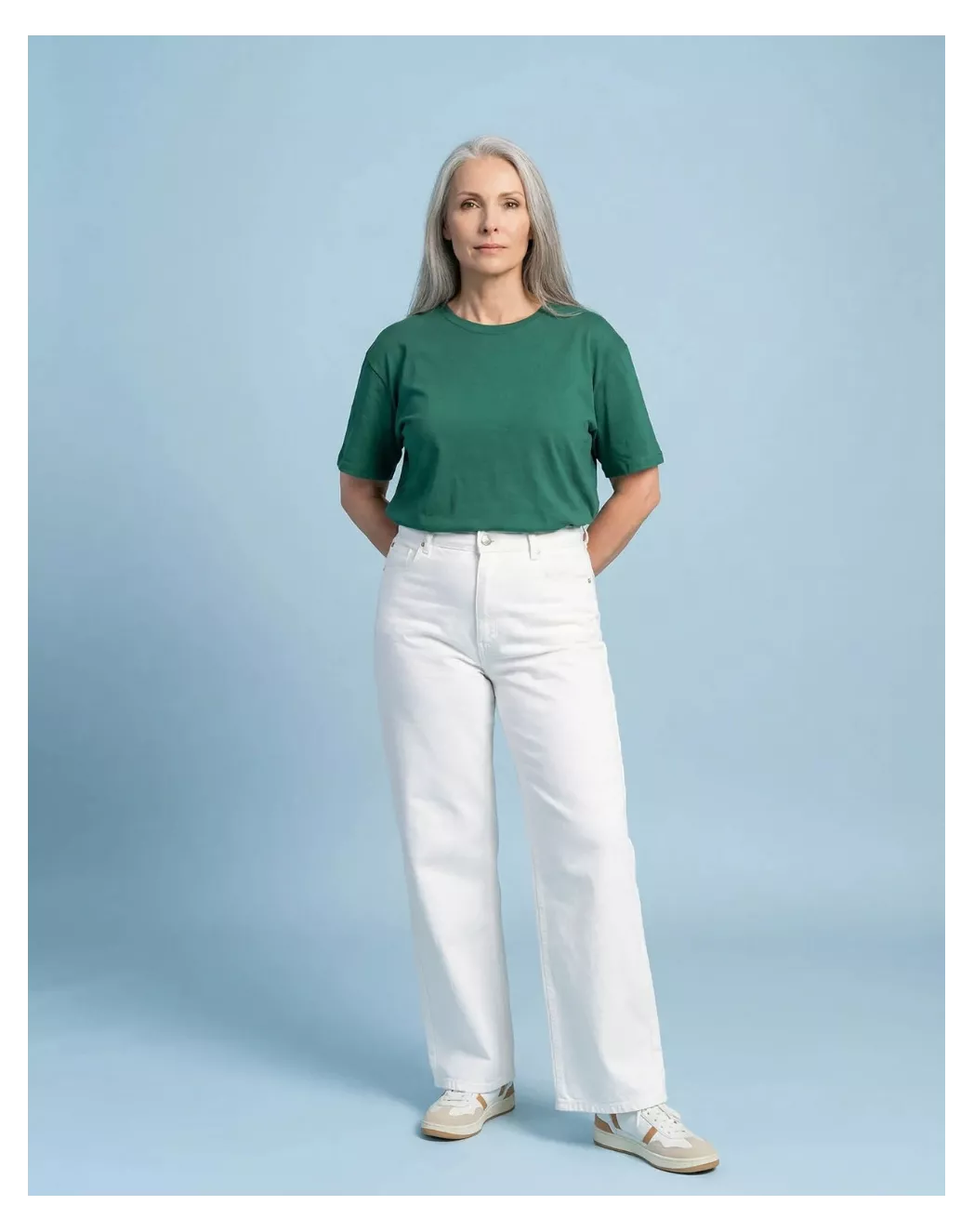 T shirt Oversize femme Vert bouteille coton modal - Image 3