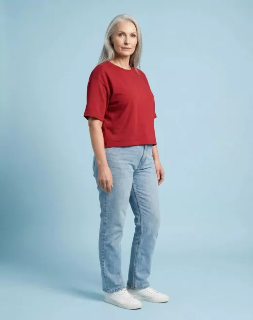 T shirt Oversize femme Rouge - Image 4