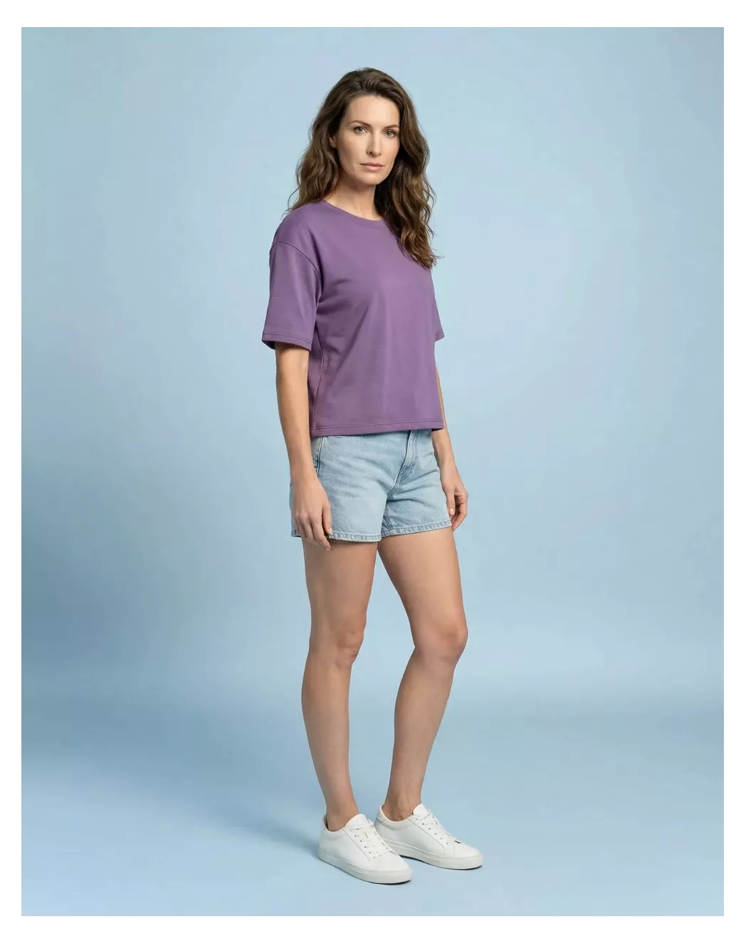 T shirt Oversize femme Orange coton violet - Image 4